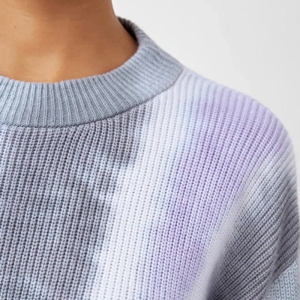 NEW Rails Karis Cotton Cashmere Rib Knit Pullover Sweater Aqua Tie Dye Small